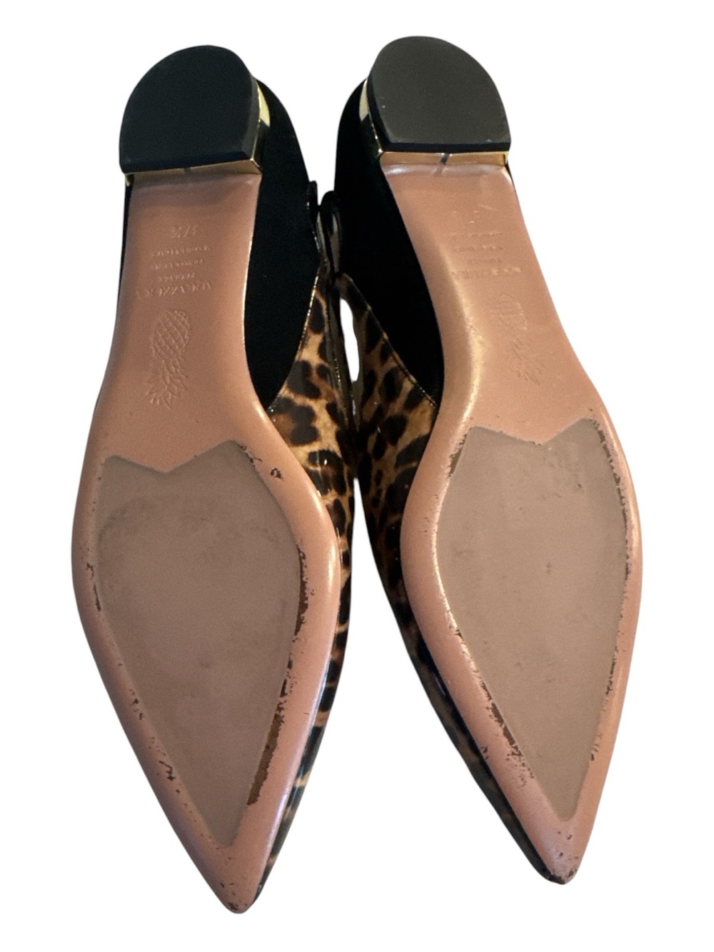 Aquazzura Fenix‎ Leopard Print Pointed Toe Slingback Flats - Brown SZ 37.5 - Picture 7 of 7